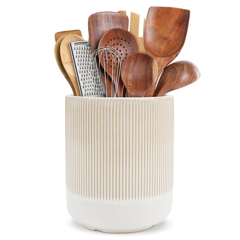 RedCall Kitchen Utensils Holder Large,Ceramic Utensil Organizer for Countertop,Morden Utensil Crock for Spoon Spatula,Home Kitchen Decor - Image 1