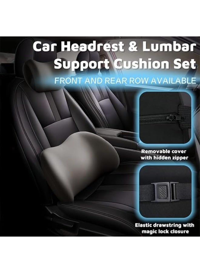 Ergonomic Car Headrest and Lumbar Support Cushion Kit with Adjustable Strap, Black - Image 3