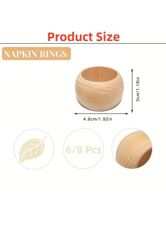 8pcs Handmade Wooden Napkin Rings For Farmhouse Christmas Wedding Party Table Decoration - Image 3