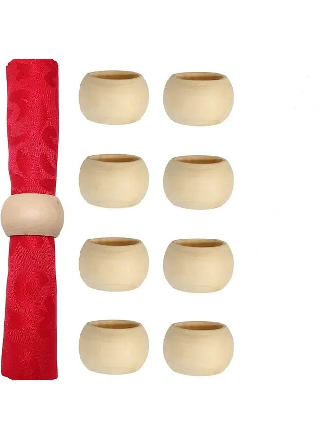 8pcs Handmade Wooden Napkin Rings For Farmhouse Christmas Wedding Party Table Decoration - Image 1