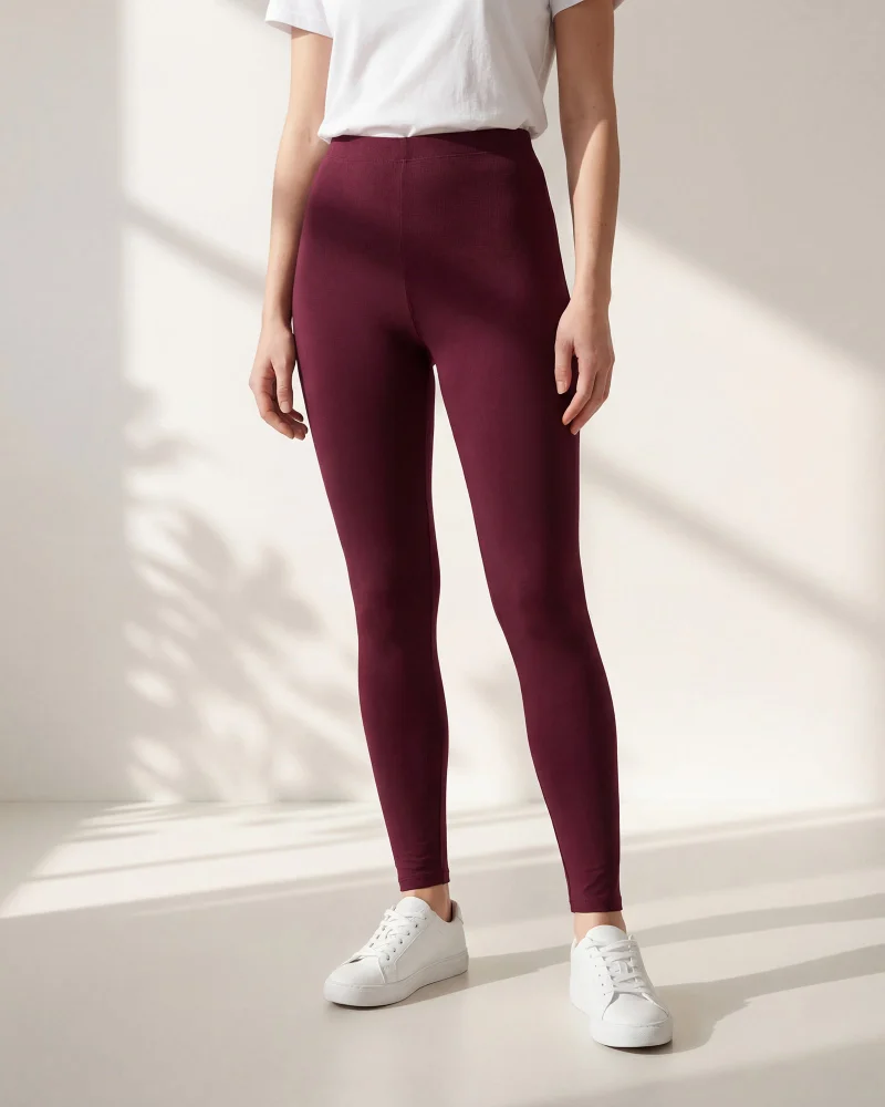 Redtag Women Burgundy Long Length Leggings