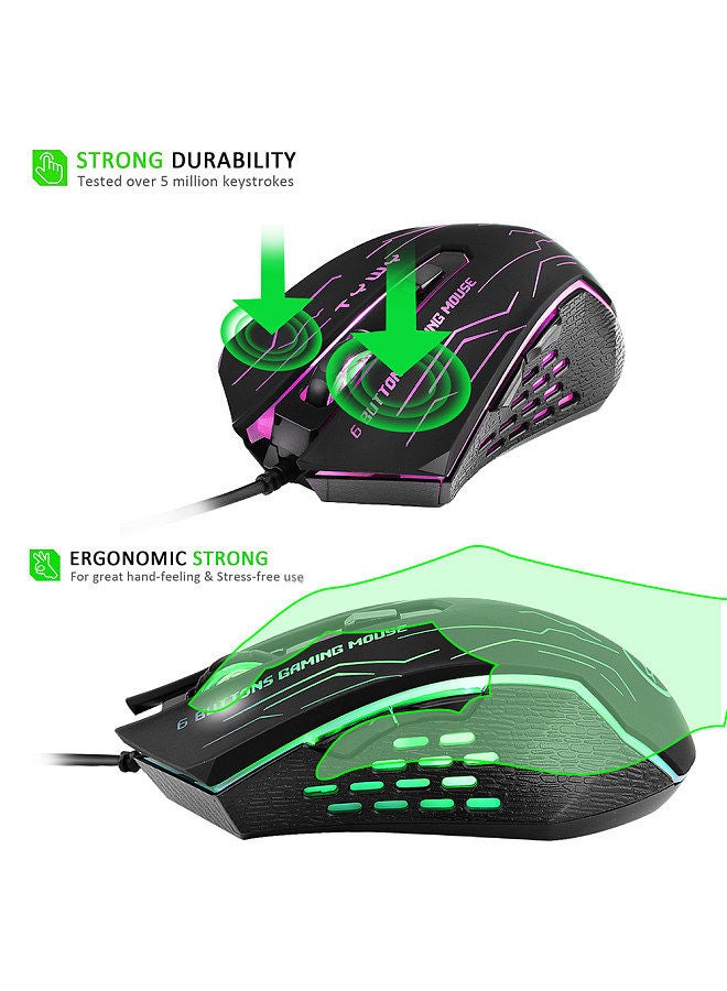 G820 Wired Gaming Mouse 7 Color Backlight 6 Button LED 3200 Optical DPI Computer Mouse Gamer Mouse