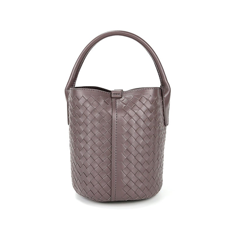 Woven Sheepskin Bucket Bag Women'S Arrival One-Shoulder Portable Fashionable Child-Mother Handbag Large Capacity Vegetable Basket Bag - Image 1
