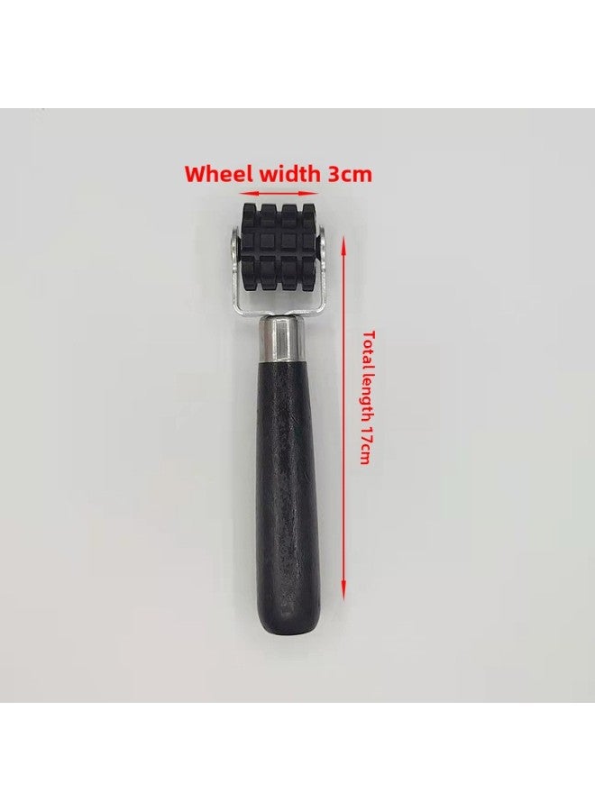 Hand Pulley Rubber Roller Hand Push Wheel Leather Material Gluing Fit Flatten Silicone Shoe Bag Tool Edge Banding Roller-Specifications:Small Size Black Wolf Tooth Wheel  - Image 1