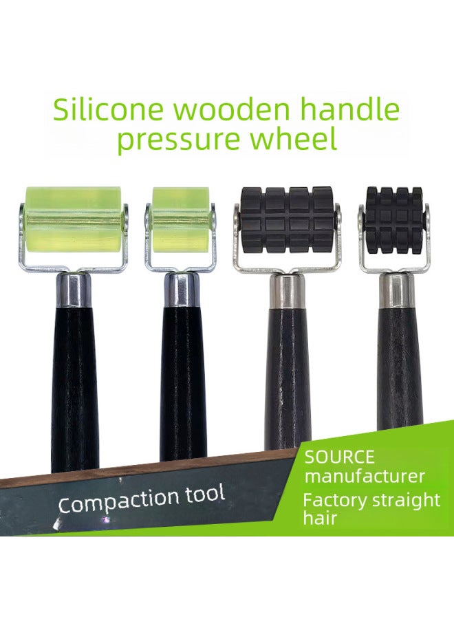 Hand Pulley Rubber Roller Hand Push Wheel Leather Material Gluing Fit Flatten Silicone Shoe Bag Tool Edge Banding Roller-Specifications:Small Size Black Wolf Tooth Wheel  - Image 2