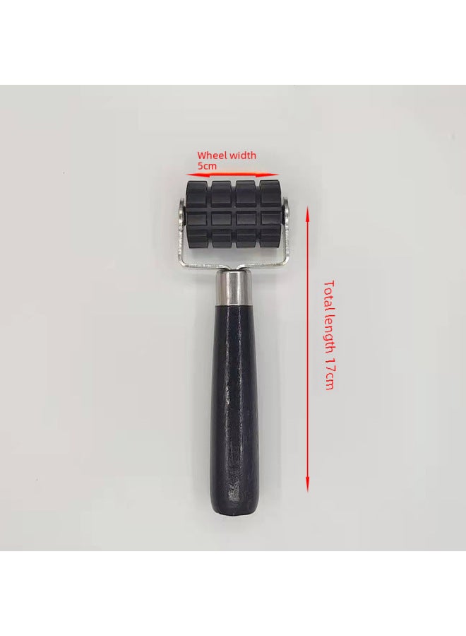 Hand Pulley Rubber Roller Hand Push Wheel Leather Material Gluing Fit Flatten Silicone Shoe Bag Tool Edge Banding Roller-Specifications:Small Size Black Wolf Tooth Wheel  - Image 3
