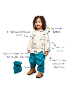 Polka Tots Polka Tots Full Sleeves Car Embroidery Angrakha Top With Dhoti - Cream  - Image 2
