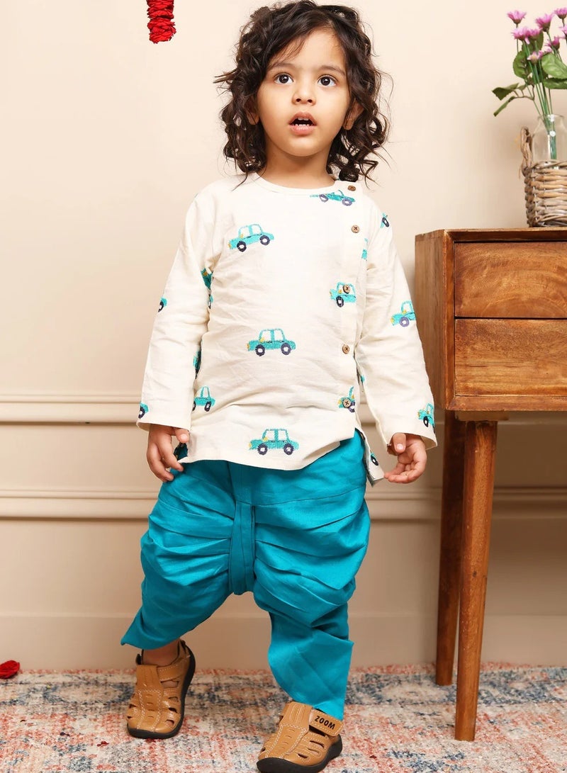 بولكاتوتس بلوزة أنجراكا مطرزة بسيارة بأكمام طويلة من Polka Tots مع دوتي - كريمي  - Image 3