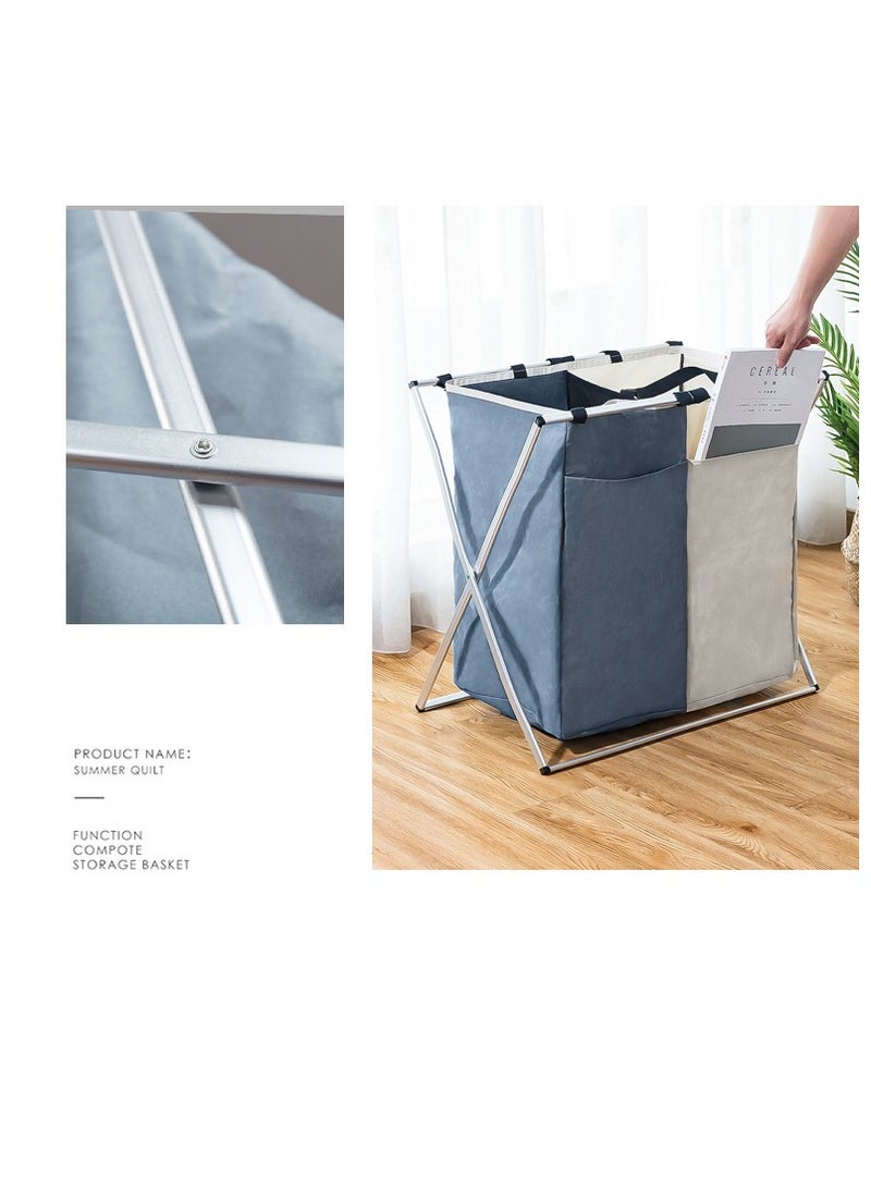 Laundry Basket Clothes Hamper 135L 3 Sections Clothe Sorter Bin,Foldable Waterproof Organizer Bag with Aluminum Frame,Washing Storage Dirty Clothes Basket for Bathroom Washroom Bedroom  - Image 4