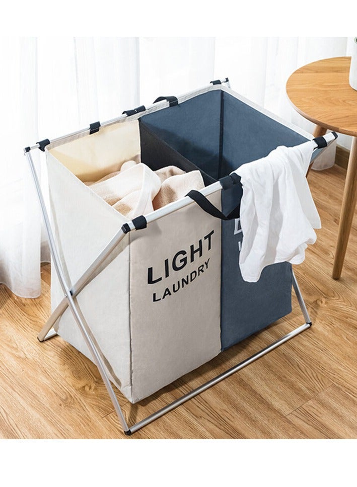 Laundry Basket Clothes Hamper 135L 3 Sections Clothe Sorter Bin,Foldable Waterproof Organizer Bag with Aluminum Frame,Washing Storage Dirty Clothes Basket for Bathroom Washroom Bedroom  - Image 5