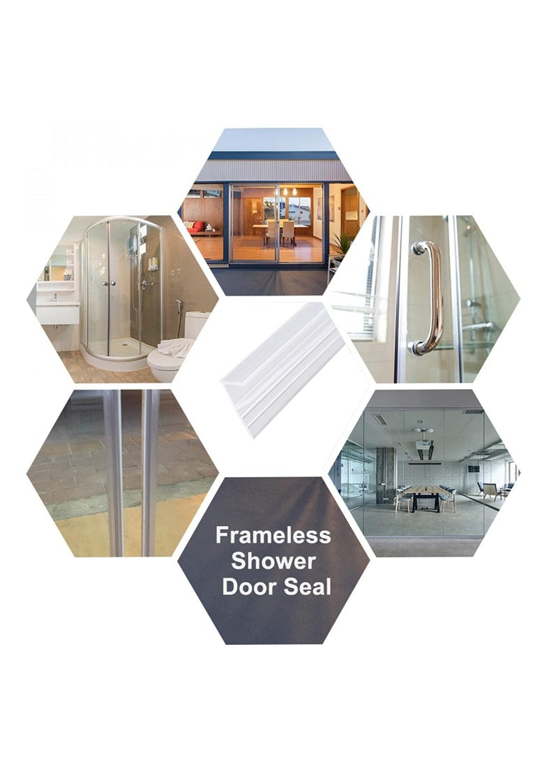 Glass Door Seal Strip, Frameless Shower Sweep, Bottom Side/Corner Side Strip Rubber, Stop Leaks and Create a Water Barrier, 10mm Thickness, 5M Length (Corner Type) - Image 2