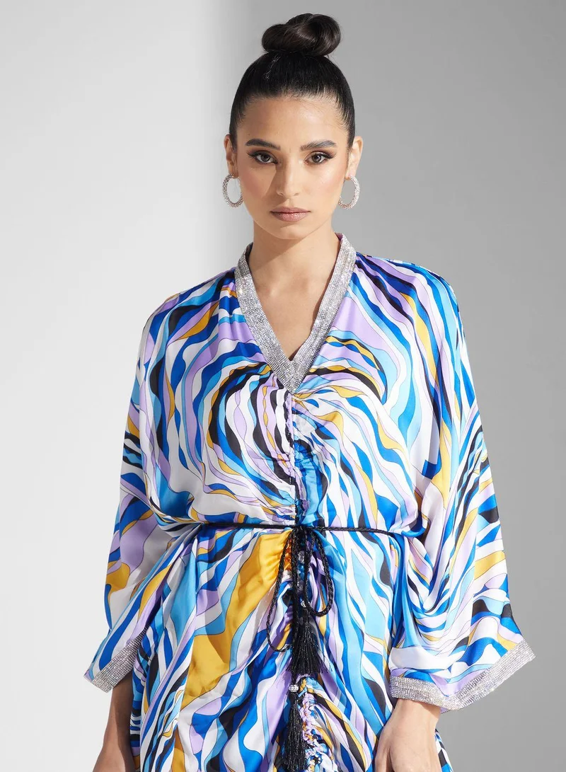 جولدن ابل Tie Detail Printed Dress