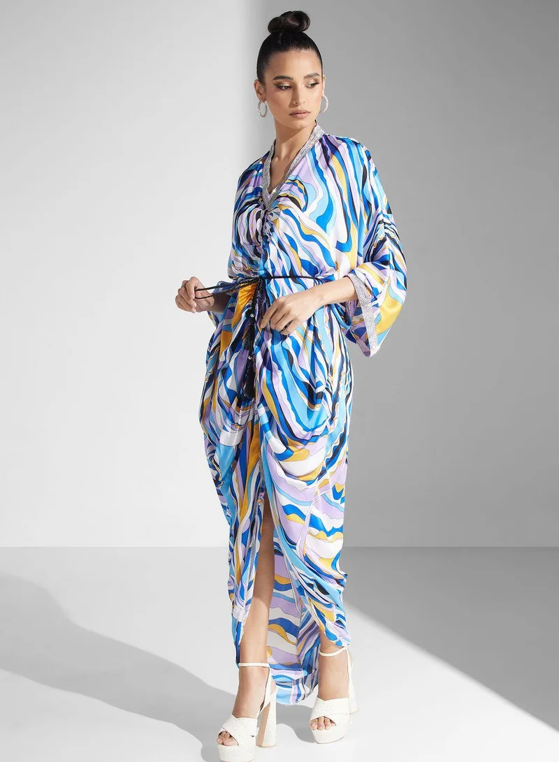 جولدن ابل Tie Detail Printed Dress