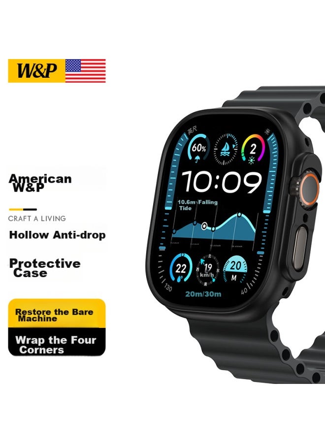 WP W&p Compatible Apple Watch Protective Case, Apple Iwatch S10 Protective Cover, Ultra2/1 Shockproof Crystal Clear Hollow Case, Black, 49mm - Image 1