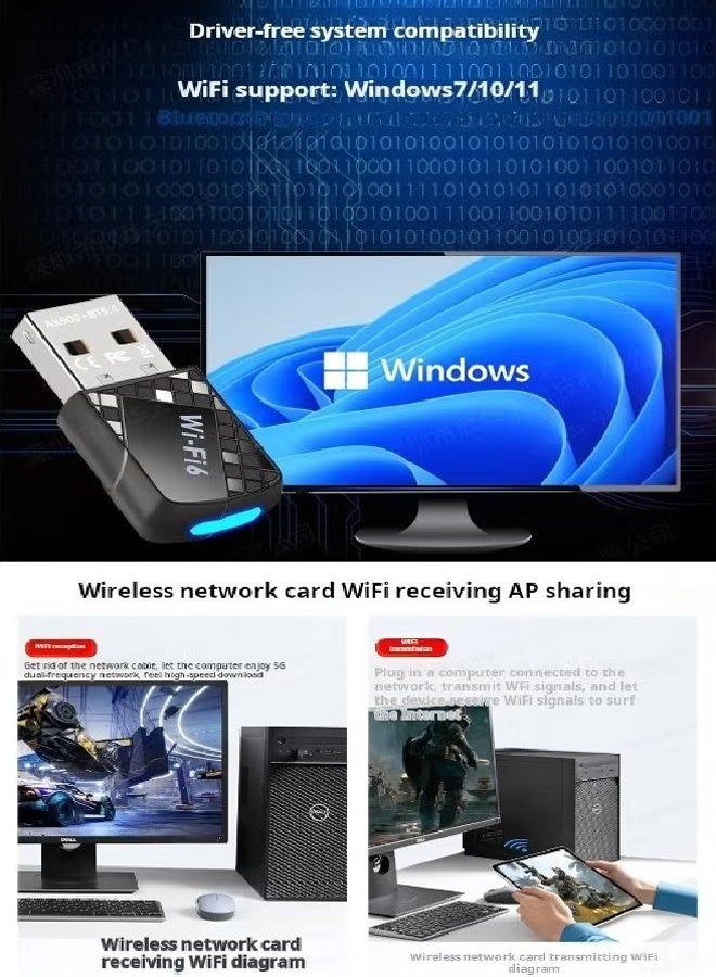 X-level Ultra Fast 900Mbps Dual-Band 5G/2.4GHz WiFi 6 ,2-in-1 Bluetooth 5.4 WiFi Adapter No Driver Needed, Plug Play USB for for Laptop, Desktop, WPA3,Supports Windows 11/10/7 - Image 4