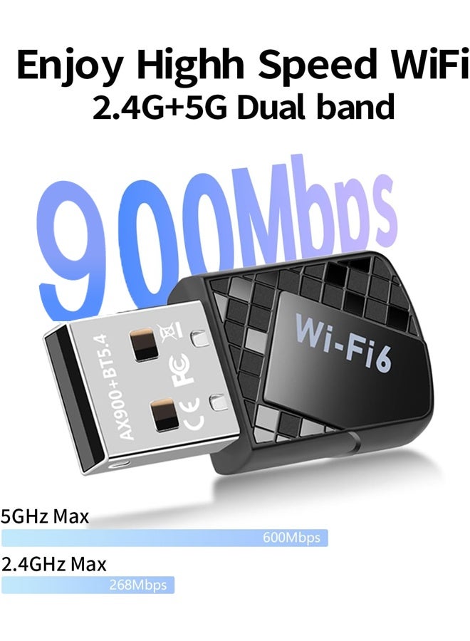X-level Ultra Fast 900Mbps Dual-Band 5G/2.4GHz WiFi 6 ,2-in-1 Bluetooth 5.4 WiFi Adapter No Driver Needed, Plug Play USB for for Laptop, Desktop, WPA3,Supports Windows 11/10/7 - Image 2