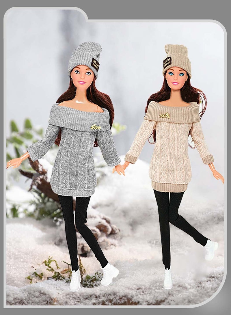 موفانت مجموعة ملابس دمى مكونة من 12 قطعة لدمية مقاس 12 بوصة، بدلة شتوية للدمية، ملابس كاجوال للدمية للبنات، مجموعة أزياء الدمية، هدية عيد ميلاد للأطفال - Image 4