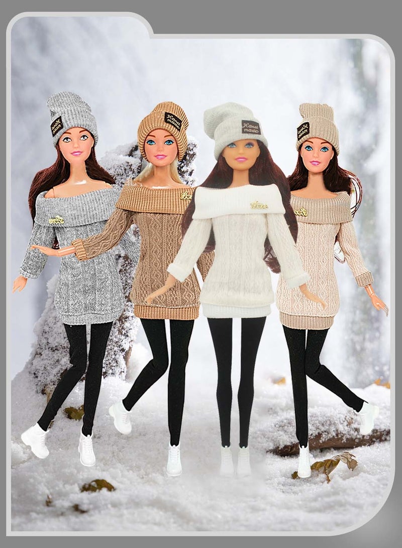 موفانت مجموعة ملابس دمى مكونة من 12 قطعة لدمية مقاس 12 بوصة، بدلة شتوية للدمية، ملابس كاجوال للدمية للبنات، مجموعة أزياء الدمية، هدية عيد ميلاد للأطفال - Image 5