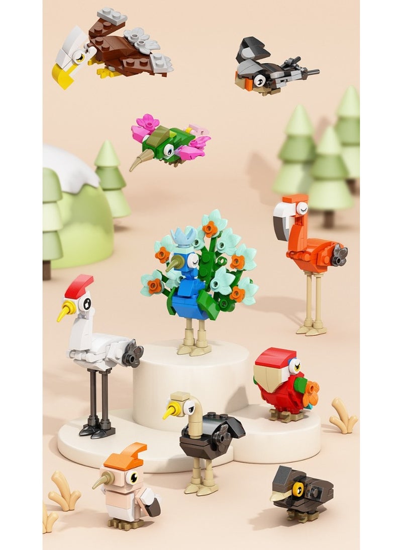 هالامودو 【مكعبات طيور الجنة للمفاجآت】مجموعة 10 علب عشوائية | مكعبات تركيب تعليمية | أشكال طيور نادرة (طاووس/نعامة/طنان) | مادة ABS صديقة للبيئة | تنمي الإبداع والمهارات | لعبة عائلية تعليمية | هدية مثالية للأطفال +6 سنوات - Image 2