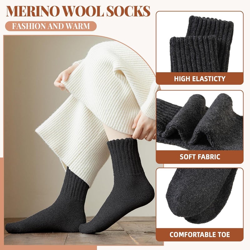 Velice Wool Socks for Women Merino Wool Boot Hiking Thick Thermal Warm Winter Crew Cushion Cozy Work Socks 5 Pairs - Image 5