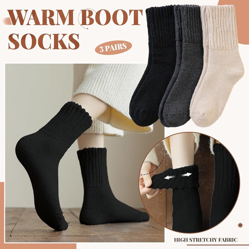 Velice Wool Socks for Women Merino Wool Boot Hiking Thick Thermal Warm Winter Crew Cushion Cozy Work Socks 5 Pairs - Image 3