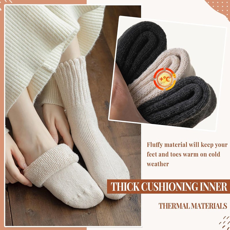 Velice Wool Socks for Women Merino Wool Boot Hiking Thick Thermal Warm Winter Crew Cushion Cozy Work Socks 5 Pairs - Image 2