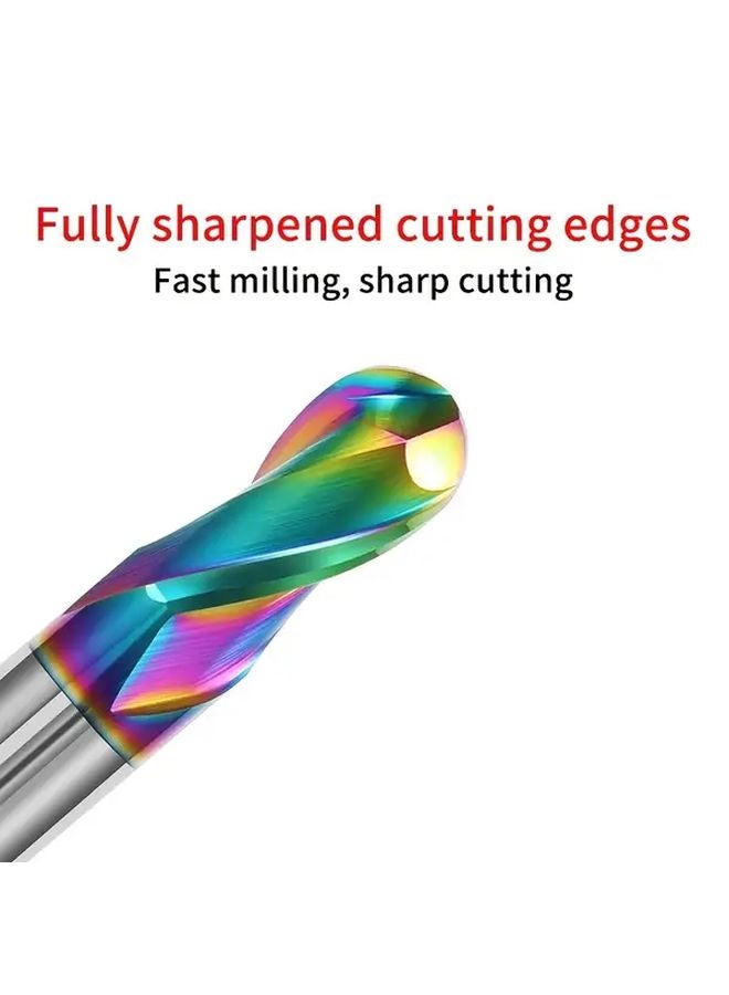 HRC55 Ball End Milling Cutter R4X8X60 2 Slot CNC Tool Seven Color Coating Tungsten Steel - Image 5