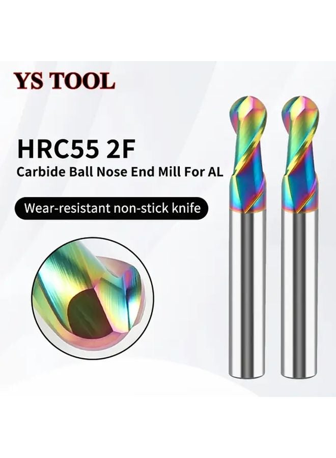 HRC55 Ball End Milling Cutter R4X8X60 2 Slot CNC Tool Seven Color Coating Tungsten Steel - Image 2