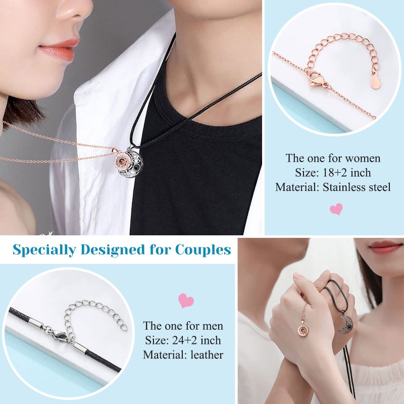 UPROMI I Love You Necklace 100 Languages His and Hers Gifts for Couples Sweetest Valentines Christmas Long Distance Relationship Gifts for Him Her Women Men - Image 3