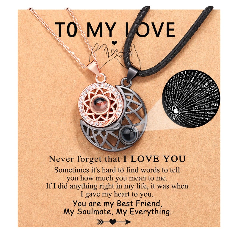 UPROMI I Love You Necklace 100 Languages His and Hers Gifts for Couples Sweetest Valentines Christmas Long Distance Relationship Gifts for Him Her Women Men - Image 1