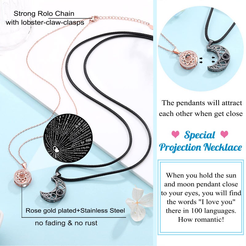 UPROMI I Love You Necklace 100 Languages His and Hers Gifts for Couples Sweetest Valentines Christmas Long Distance Relationship Gifts for Him Her Women Men - Image 4