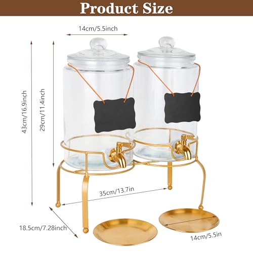 Quald Drink Dispensers for Parties 2 Pack 1 Gallon Beverage Dispenser with Stand Drink Dispenser With Glass Lid juice dispensers for parties - Image 3