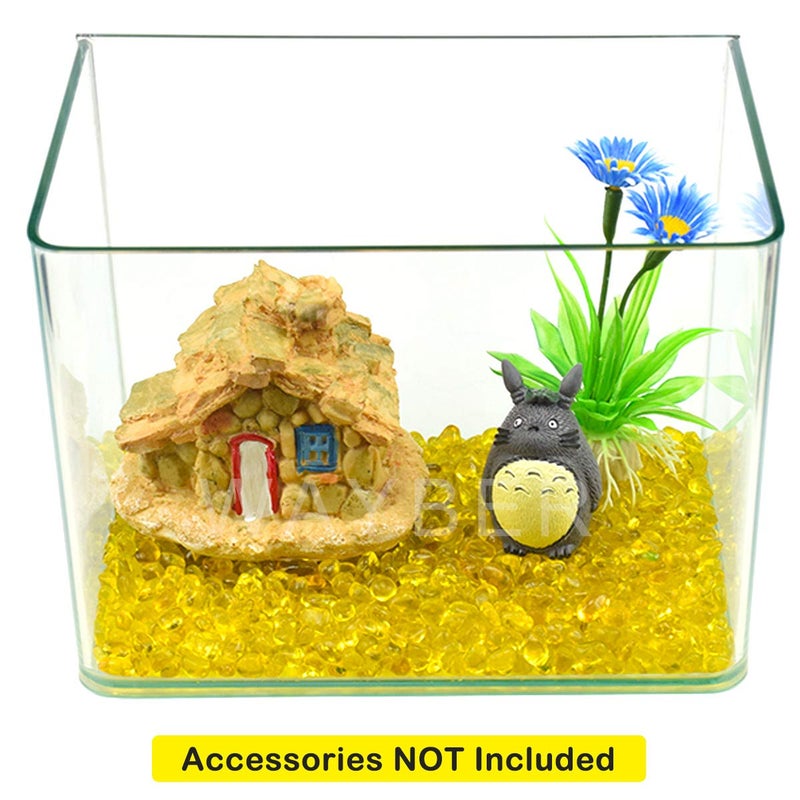 WAYBER Glass Stones, 1Lb/460g Irregular Sea Glass Pebbles Non-Toxic Artificial Gemstones for Vase Filler/Terrarium Flowerpot Aquarium Turtle Tank Decoration/Handcraft Making, Yellow - Image 3