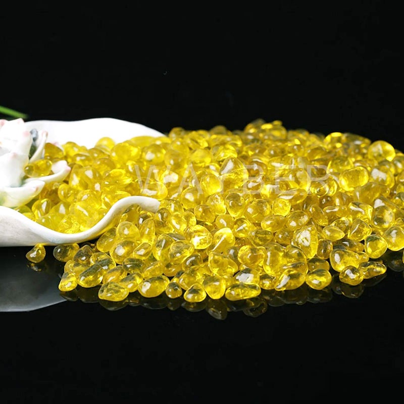 WAYBER Glass Stones, 1Lb/460g Irregular Sea Glass Pebbles Non-Toxic Artificial Gemstones for Vase Filler/Terrarium Flowerpot Aquarium Turtle Tank Decoration/Handcraft Making, Yellow - Image 2