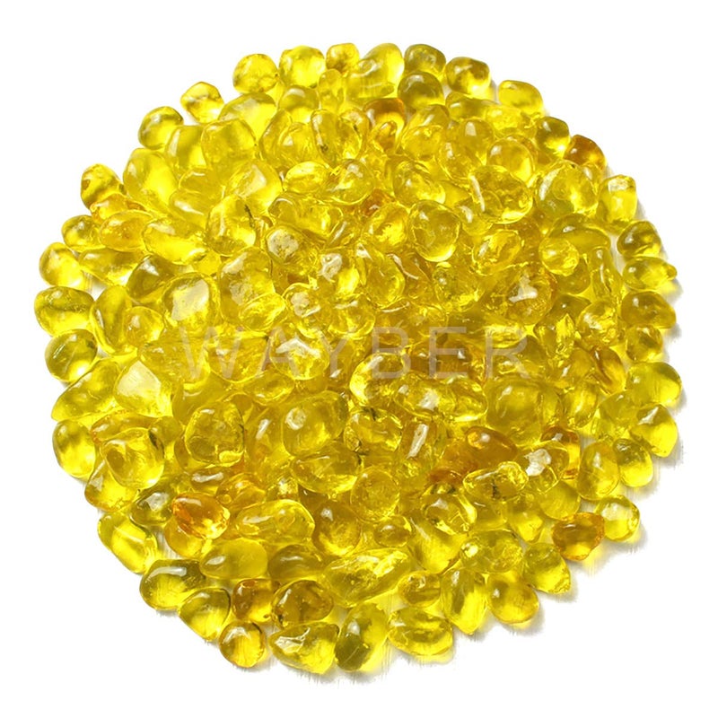 WAYBER Glass Stones, 1Lb/460g Irregular Sea Glass Pebbles Non-Toxic Artificial Gemstones for Vase Filler/Terrarium Flowerpot Aquarium Turtle Tank Decoration/Handcraft Making, Yellow - Image 1