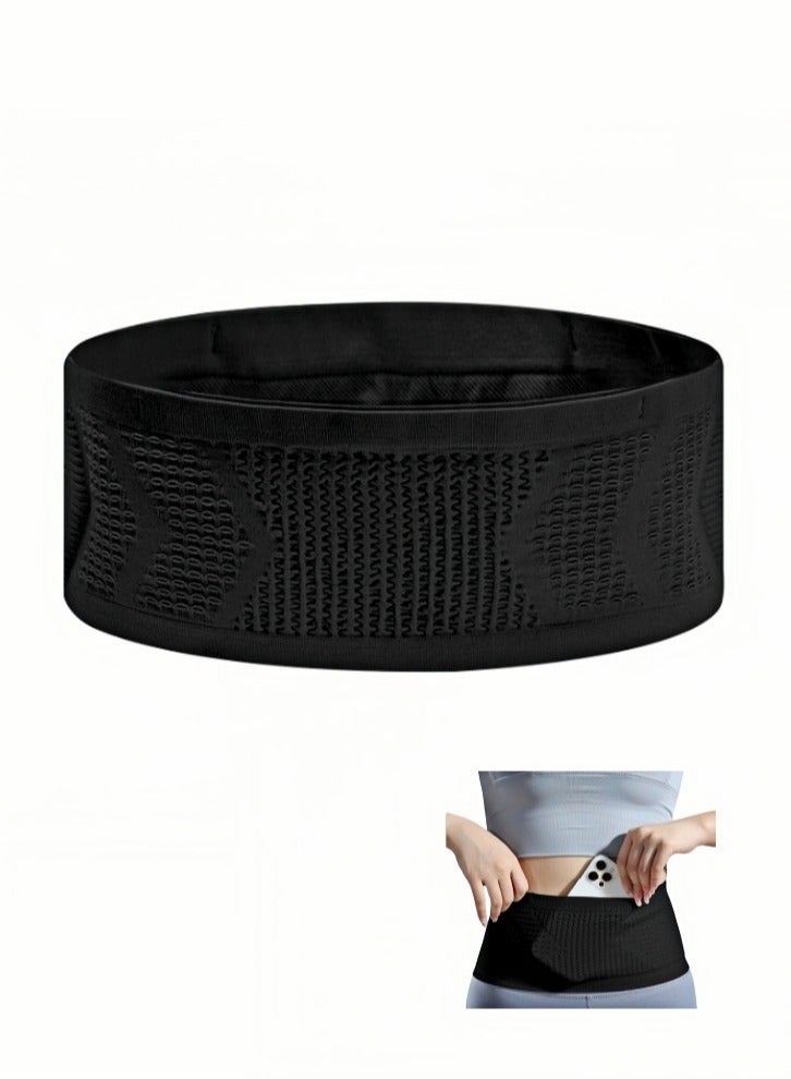 Running Belt, Running Funny Pack for Phone, Moisture Wicking Storage Belt Bag for Walking Travel Sports Hiking Workout Women Men 4 Large Security Pockets