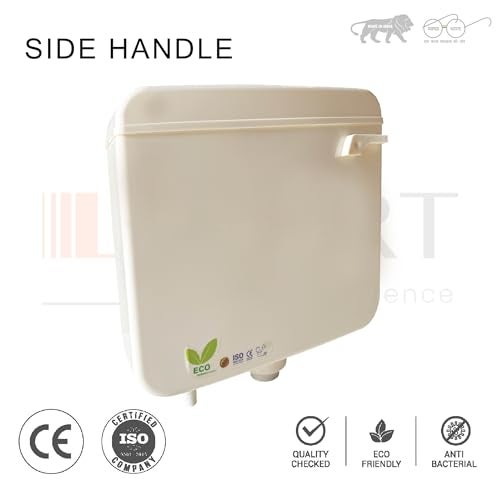 LUXART 8 LTR Wall Mounted Ivory Flush Tank for Toilet - Polypropylene Smart PVC Slim Cistern | Side Handle Front Flushing with Air Freshener & Complete Kit - Image 3