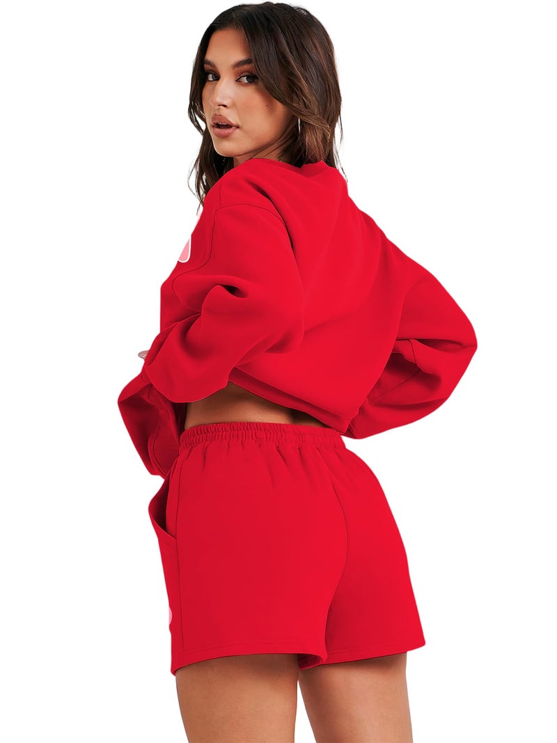 MYHALF Valentines 2 Piece Outfits Womens Love Heart Pajamas Valentines Day Lounge Matching Set Dating Outfit Sets Couple Gift - Image 3