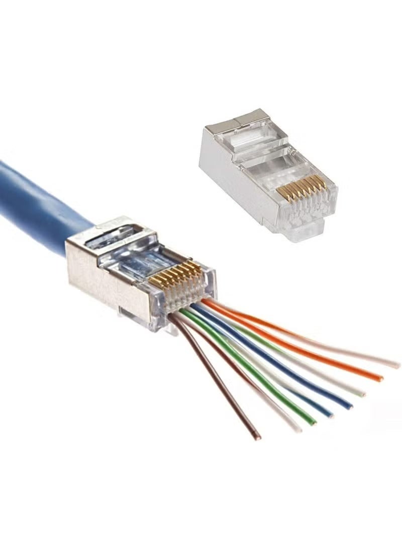 Reacon موصلات محمية عالية الجودة Cat6 RJ45 – 100 قطعة لشبكات المنزل والمكتب - Image 4
