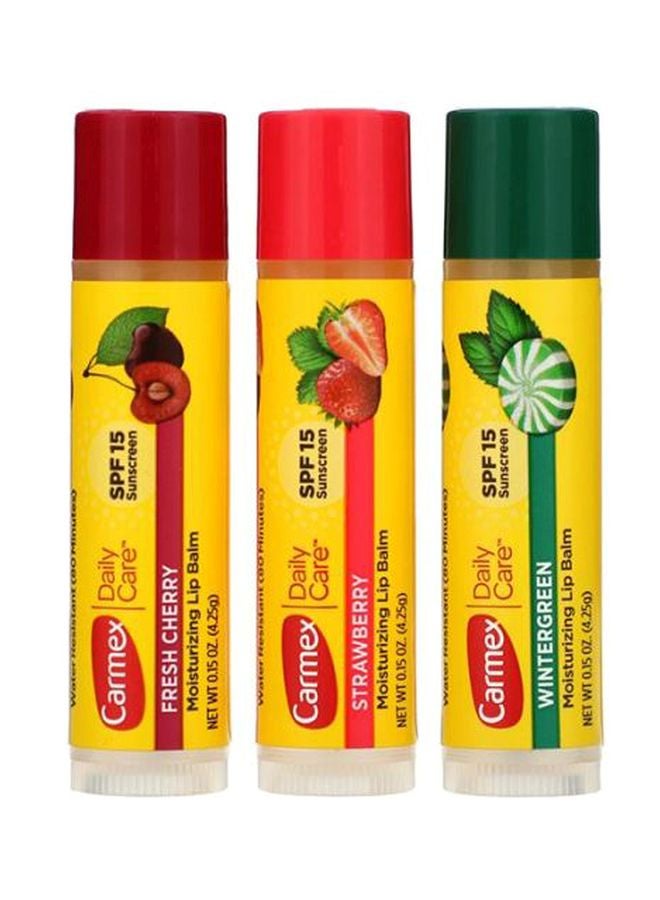 CARMEX 3-Piece Daily Care Moisturising Lip Balm SPF15 4.25grams - Image 1