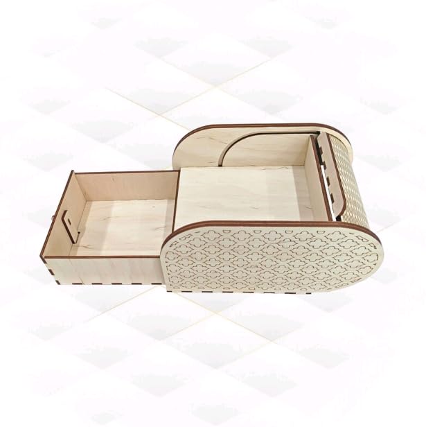 MeeCraft MeeCraft Retro Wooden Surprise Gift Box with Sliding Lid and Lock 19x13x103cm Beige - Image 3