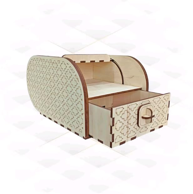 MeeCraft MeeCraft Retro Wooden Surprise Gift Box with Sliding Lid and Lock 19x13x103cm Beige - Image 1