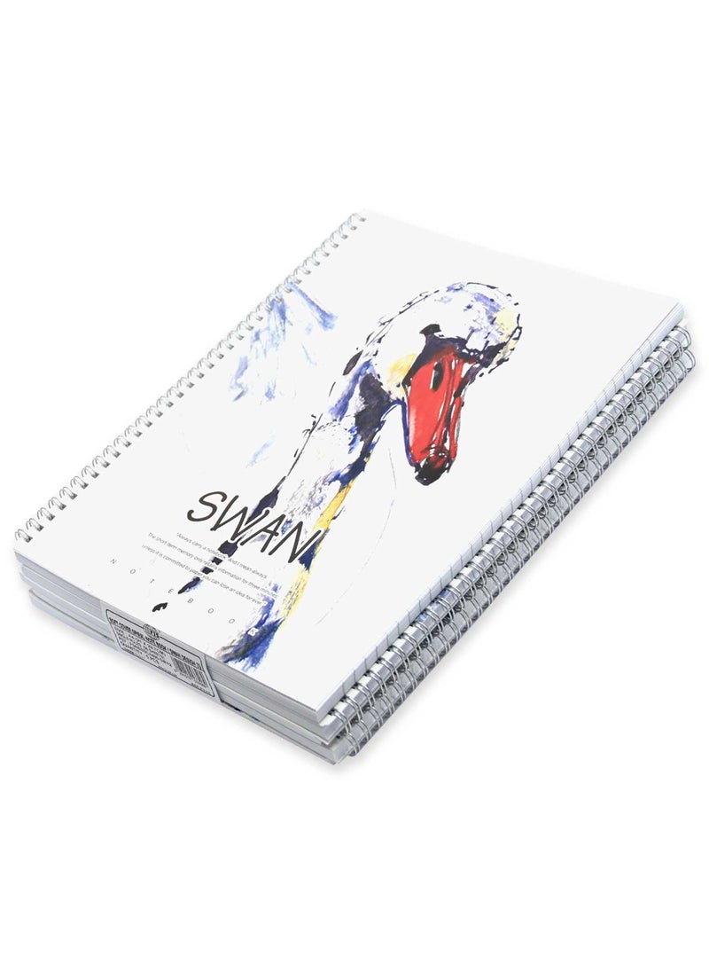 FIS FIS Pack Of 5 Spiral Soft Cover Notebook, 96 Sheets A4 Swan Design 2 -FSNBSSCA496-SWA2  - Image 3