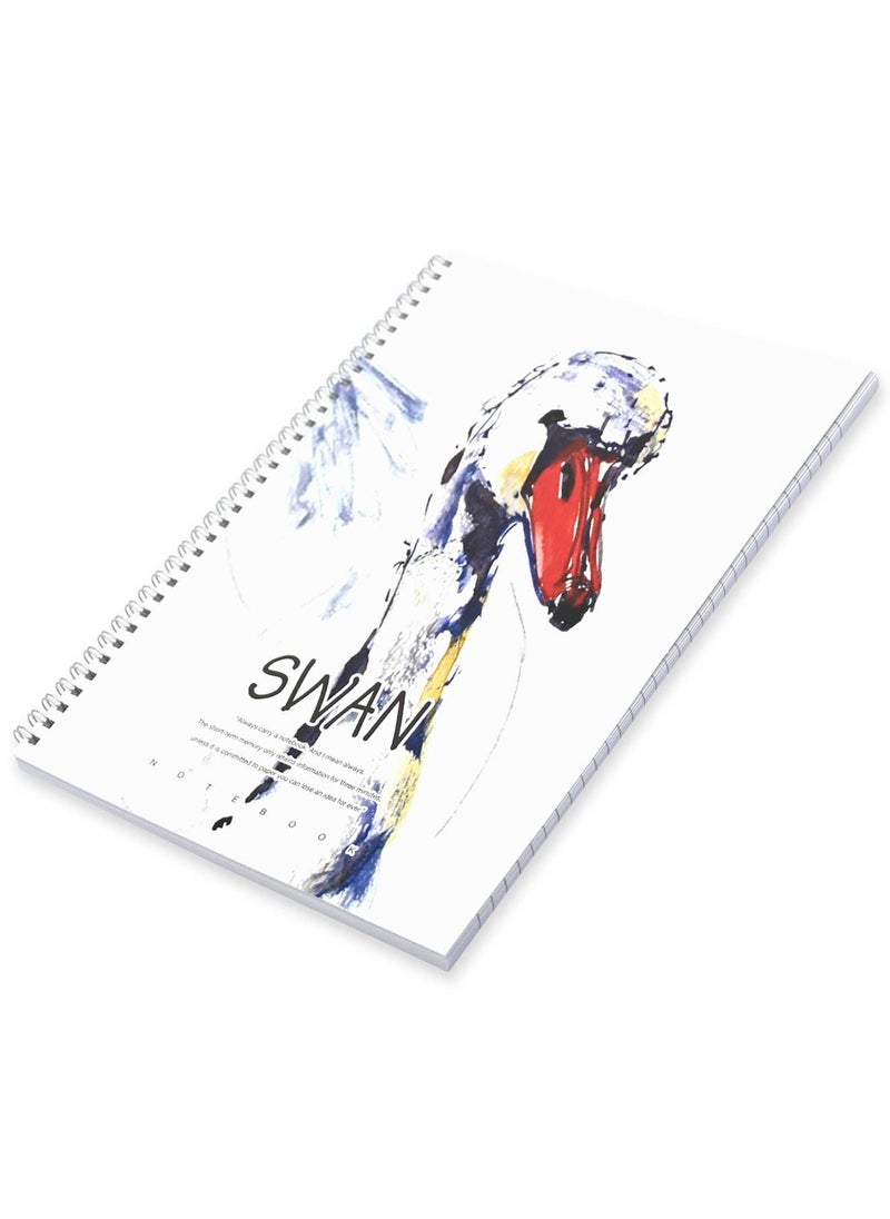FIS FIS Pack Of 5 Spiral Soft Cover Notebook, 96 Sheets A4 Swan Design 2 -FSNBSSCA496-SWA2  - Image 1