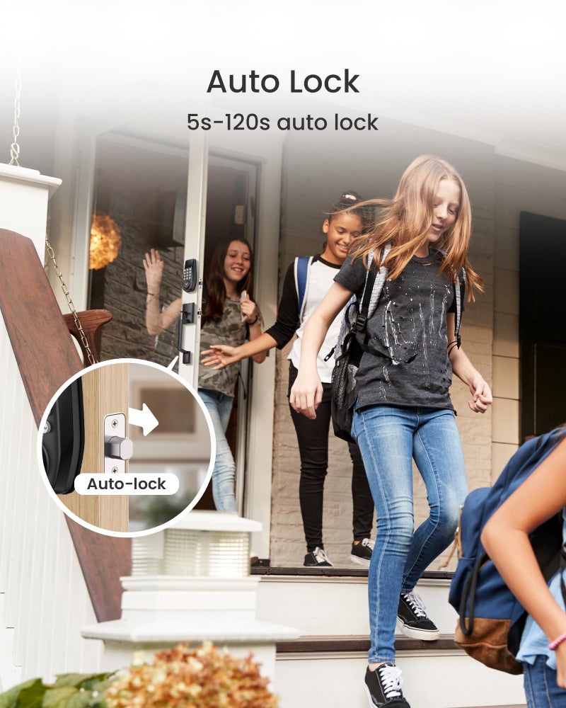 DESLOC C100 Plus Built-in WiFi Smart Lock, Keyless Entry Door Lock with Display, Keypad Deadbolt for Front Door, App Remote Control, Anti-Peeping Password, BHMA Grade 3, Black - Image 5