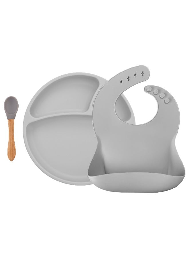 Minikoioi Set of 3 Pieces Silicone Dining Powder Grey - Image 1