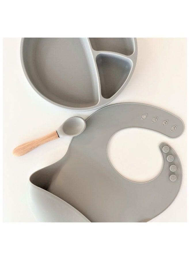 Minikoioi Set of 3 Pieces Silicone Dining Powder Grey - Image 2