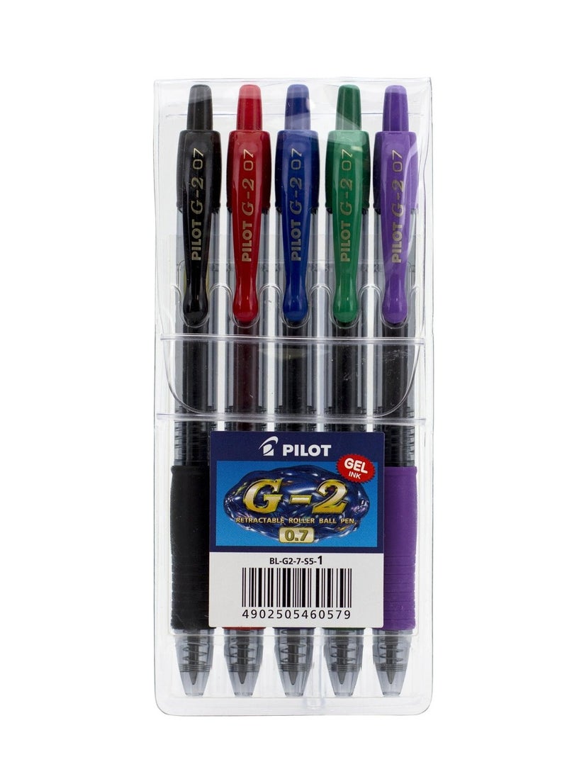 PILOT PEN G2-0.7 SET OF 5 COLORS