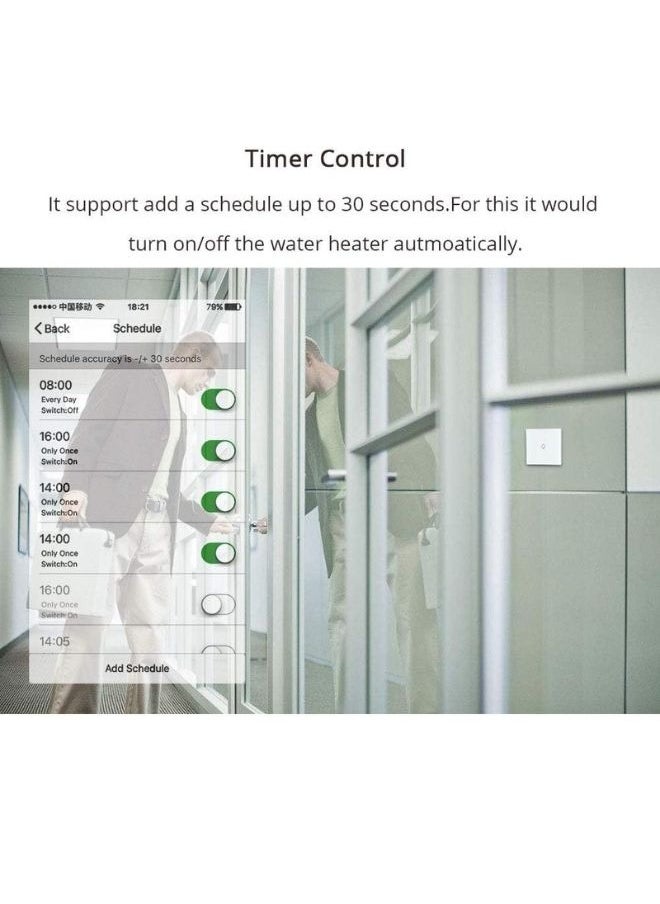 LUMIVE - Lumive 20A Smart WiFi Wall Switch for Water Heaters With APP Control Touch Control Works with Siri Google Home and Amazon Alexa - Image 1