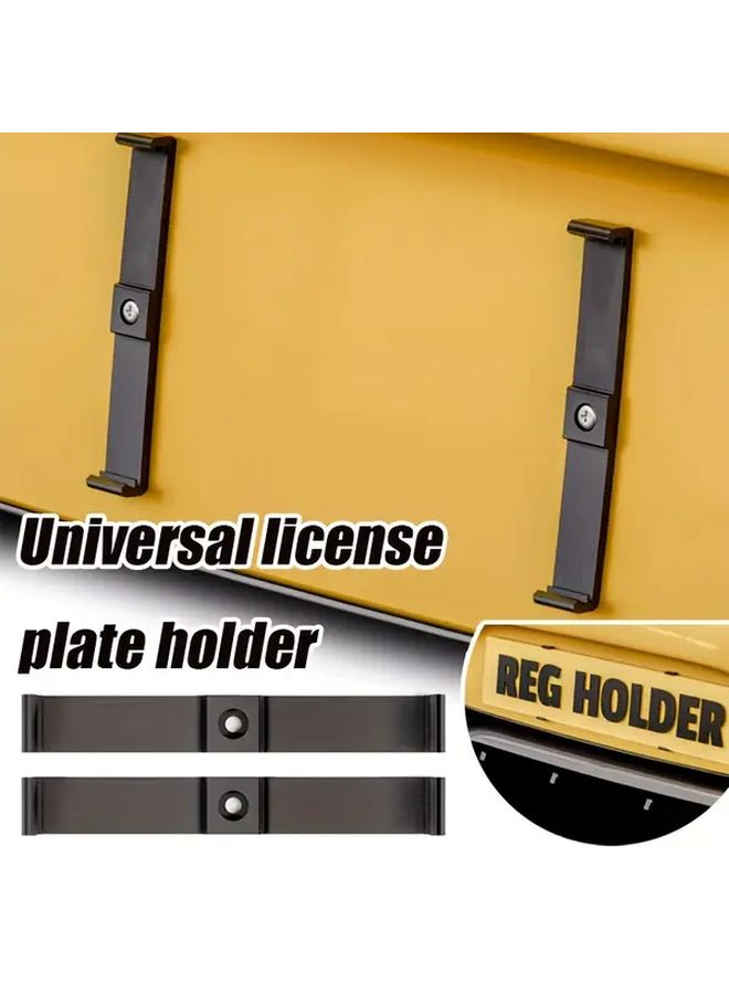 2pcs Black Frameless License Plate Clips Press Type Adjustable Mounting Brackets - Image 1
